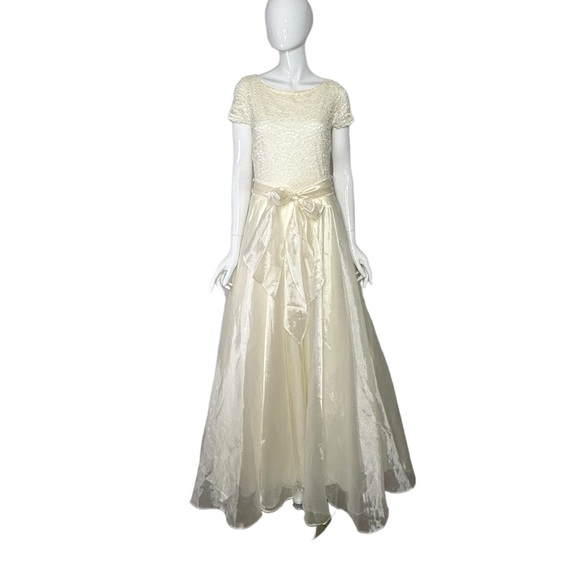 Vintage Ballgown JS Collections Cream Sz M/L Evening Dress Fairy Romantic - Picture 5 of 16